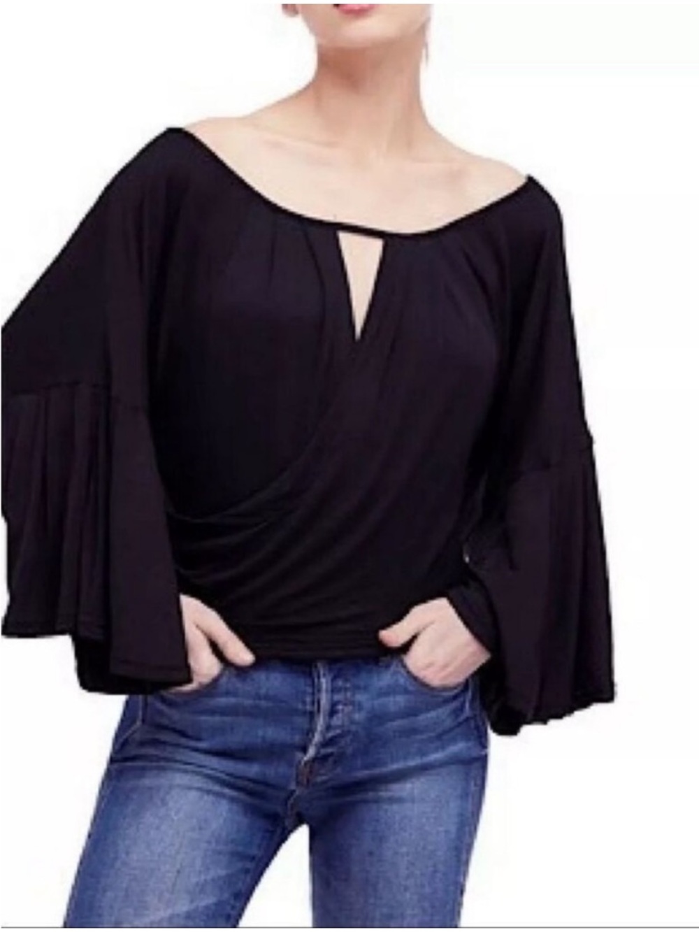 Free People Last Time Bell Sleeve Black Blouse Whimsigoth